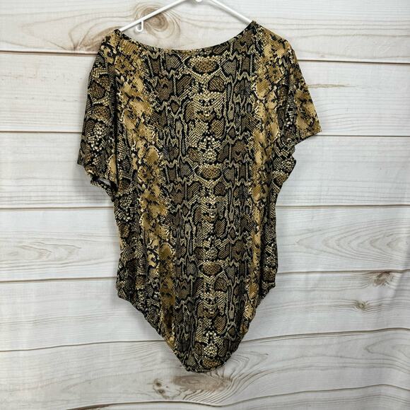 Rainbow Brown Snake Skin Print Short Sleeve Bodysuit Size 1XL - Picture 4 of 6